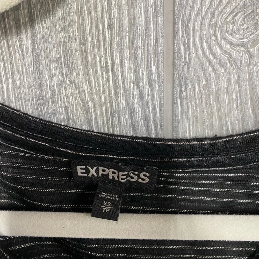 Black & Silver Express Sheer Long Sleeve Shirt Size XS EUC - Picture 4 of 5